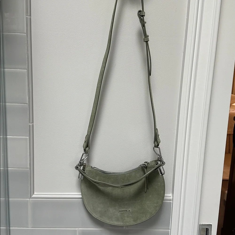 Coccinelle Purse NWT light green suede Italian wear on shoulder wrist crossbody - Picture 10 of 15